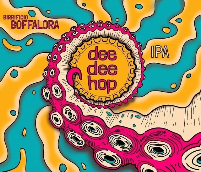 Etichetta illustrata della birra IPA Dee Dee Hop